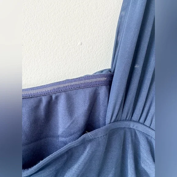 NWT - Navy Ruched Body con Tank/Off Shoulder Stretchy Dress - Large - Picture 5 of 10